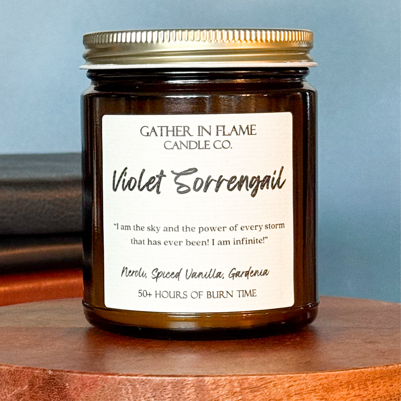 Violet Sorrengail (Empyrean-Inspired) Coconut Wax, Wooden Wick Candle