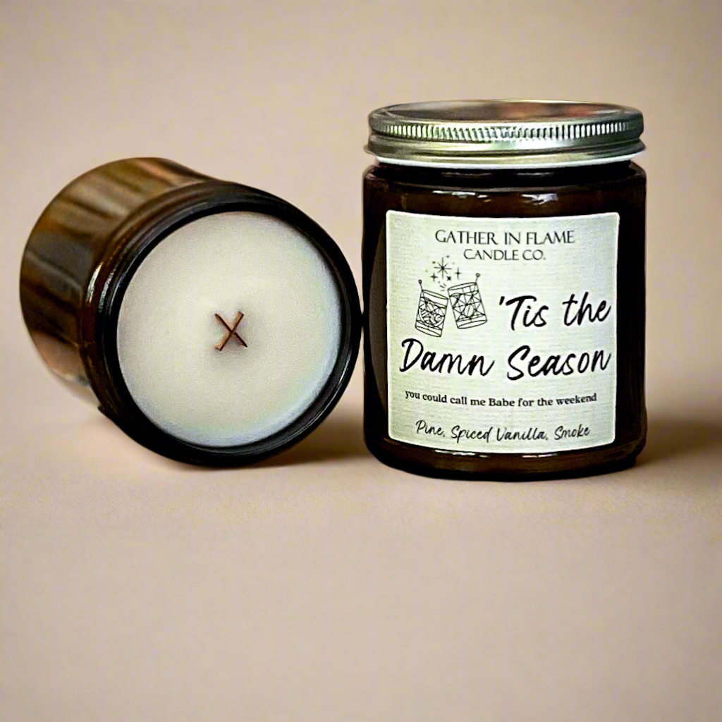 'Tis the Damn Season Coconut Wax, Wooden X Wick Candle