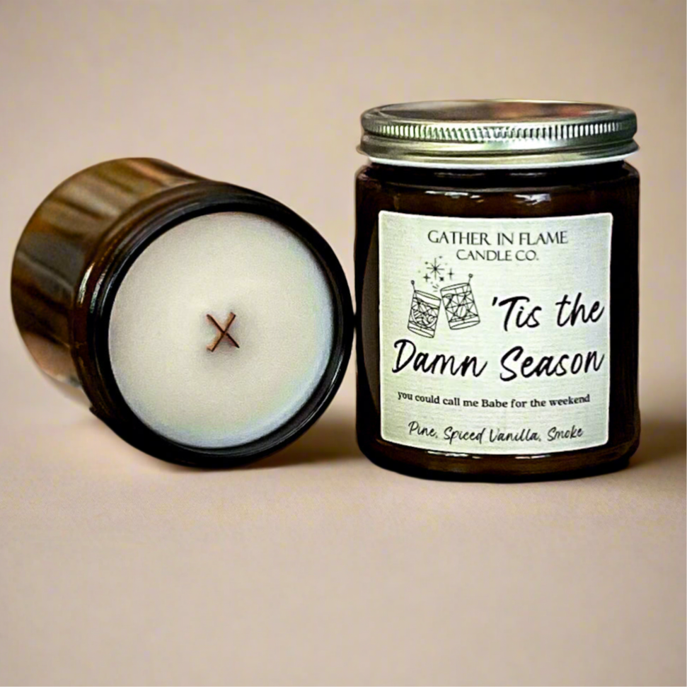 'Tis the Damn Season Coconut Wax, Wooden X Wick Candle