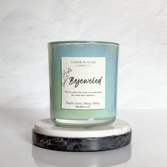 Bejeweled Coconut Wax Wooden Wick Candle